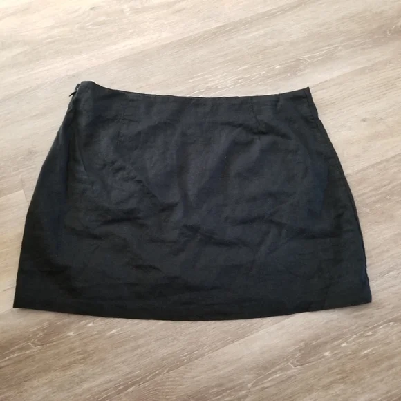 NWT A New Day Black Linen Mini Skirt Size 12 - Picture 2 of 7